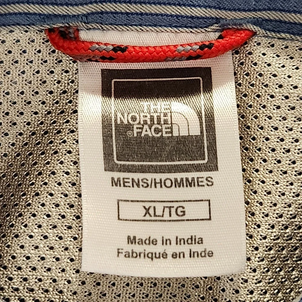 The North Face Shirt Mens XL Blue Striped Roll Tab Sleeve Button Up Modal Hiking